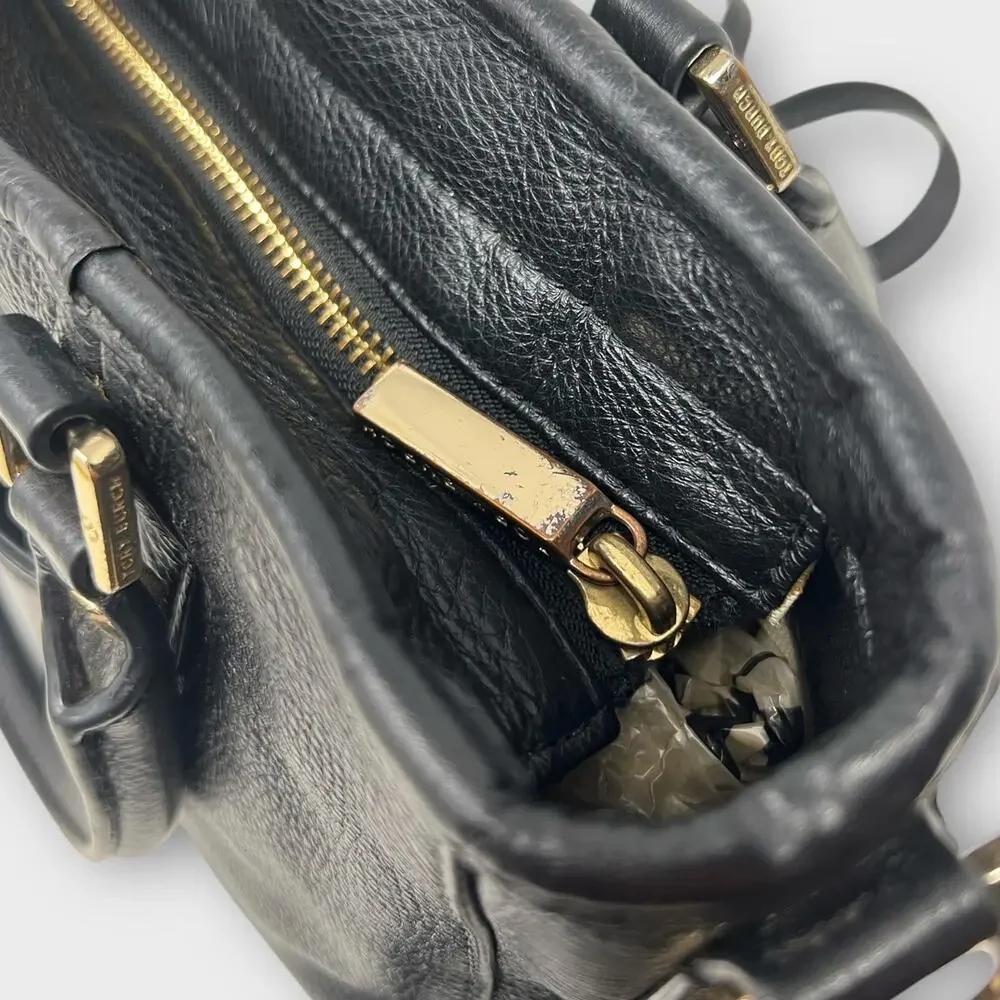 Tory Burch Amanda Mini Satchel Bag Black Pebbled Leather Crossbody